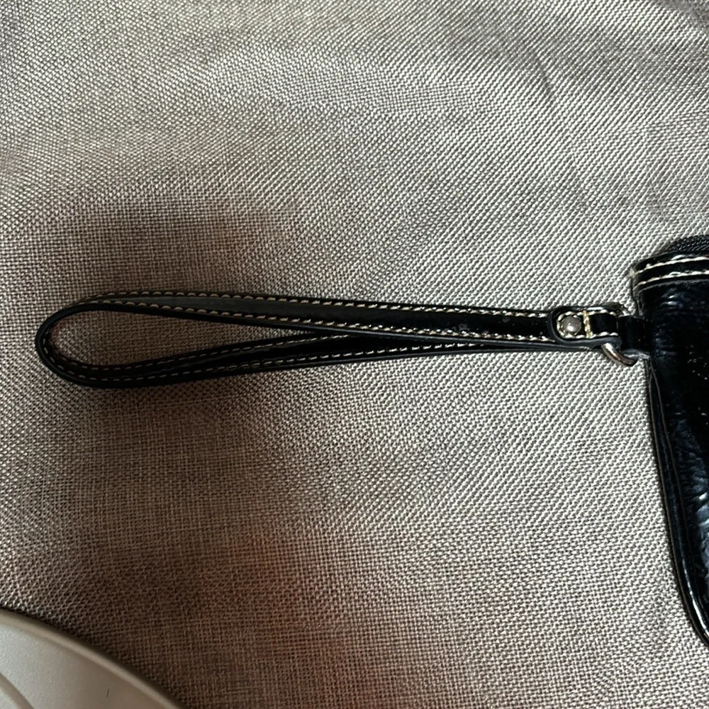 Nine West Black Patent Leather wristlet with strap
